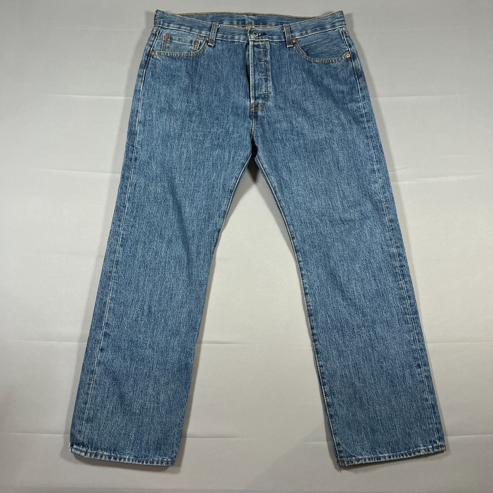 Levi's 501 Jeans Men 36X30 Blue Denim Button Fly Red Tab Streetwear Straight Leg